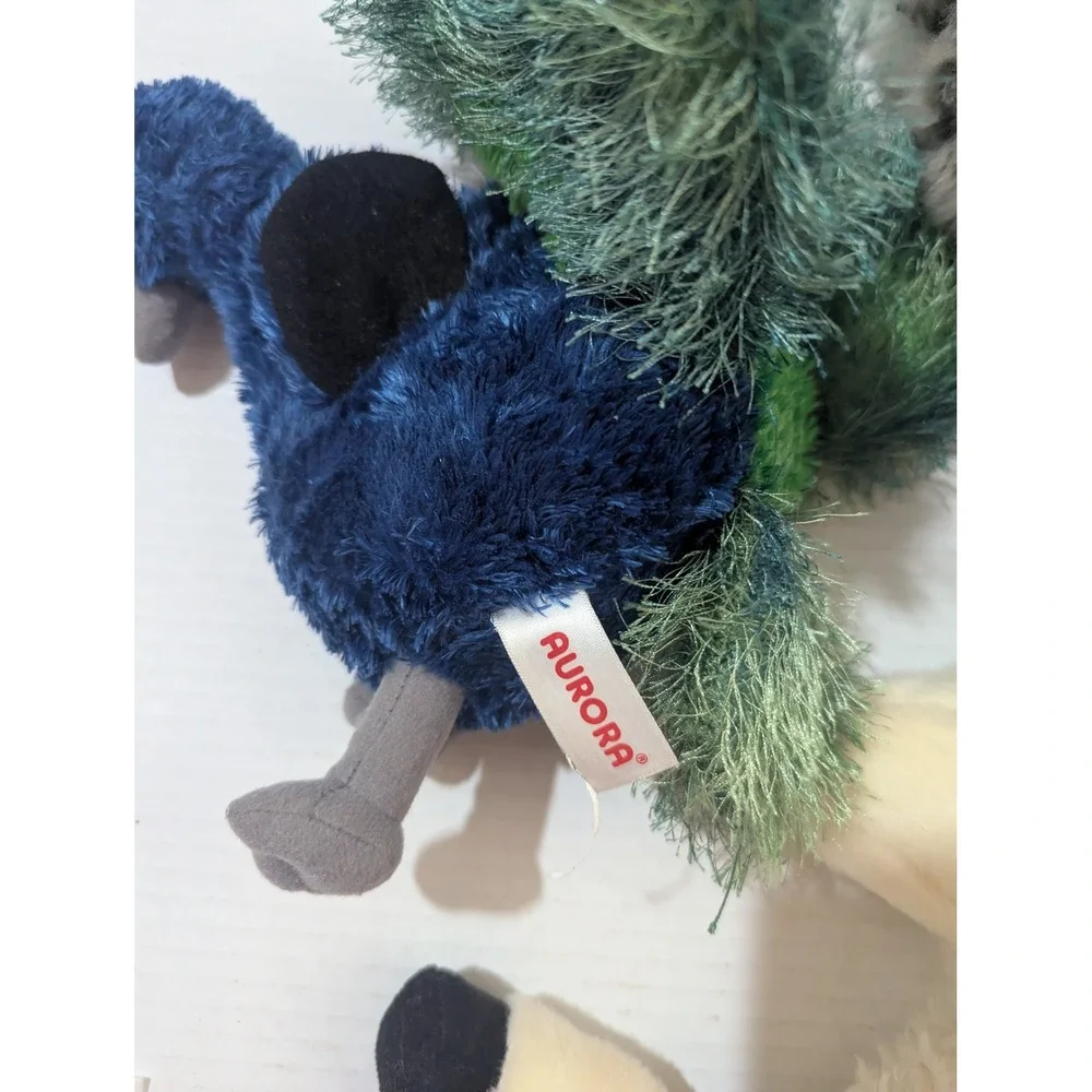Aurora Plush‎ Lot Peacock Owl Lamb Stuffed Animal Bird Farm Toy Set 3pc